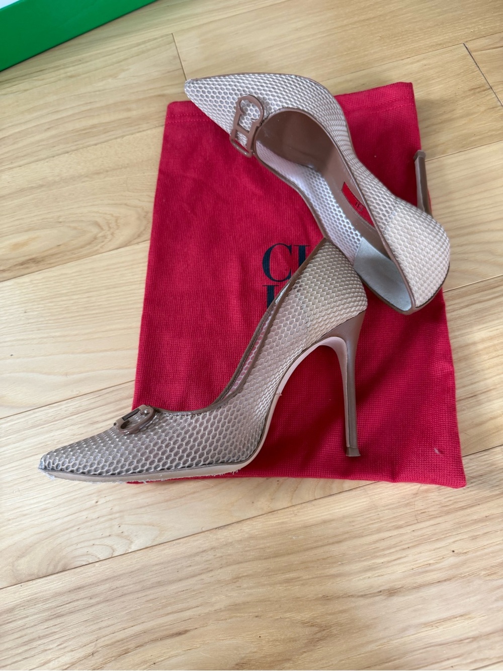 Textured Pointed-Toe High Heels in Taupe - Picture 13 of 16